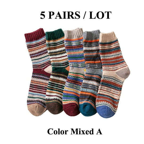 Calcetines de lana de invierno para mujer, medias gruesas y cálidas, de  algodón suave, informales, a la moda, para botas de nieve y clima frío, 5  pares
