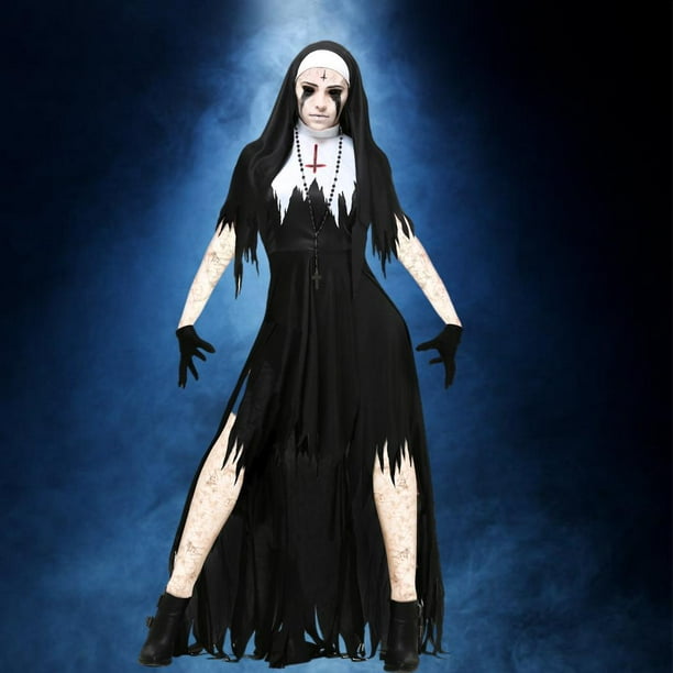 Disfraces de para mujer, disfraz de negra de fantasía para adultos, disfraz  de Carnaval de Halloween Macarena disfraz de monja mujer