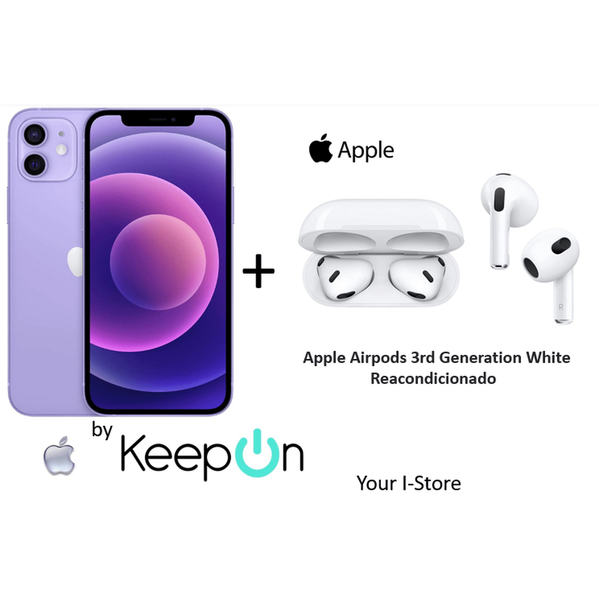 Apple iPhone 14 PLUS 128 (Incluye Protector de Pantalla KeepOn + Apple  Airpods 3rd Generation White) PURPLE MORADO Apple REACONDICIONADO
