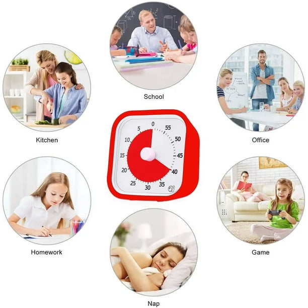 Visual, temporizador visual de aula de gran tamaño para niños y adultos,  reloj temporizador de cocina mecánico duradero L