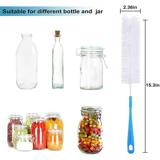 Cepillo para botellas, cepillo limpiador de mango largo flexible para  limpiar botellas de cuello, biberones, botellas de agua, vasos, frascos