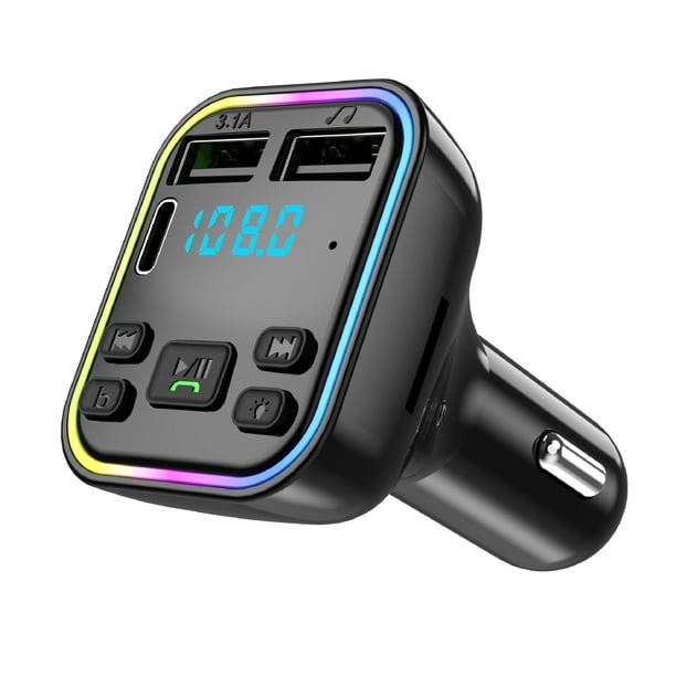 Transmisor FM Bluetooth para Auto Manos Libres Adaptador Bluetooth  Reproductor 4 en 1 de MP3