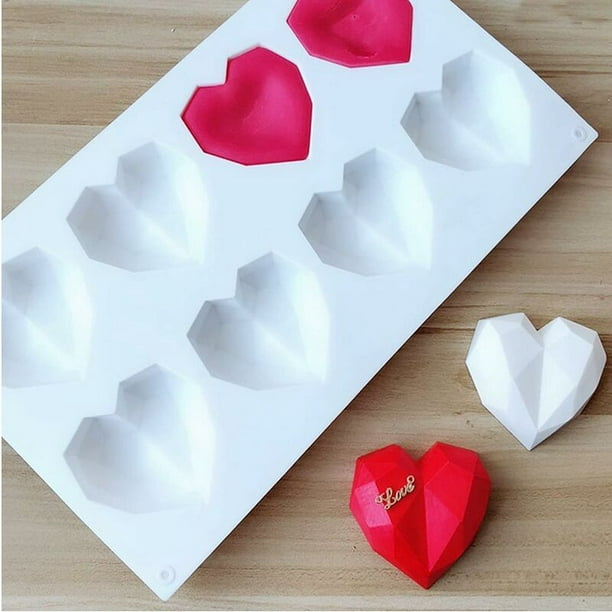 Moldes de silicona 3D para chocolate, 8 cavidades, molde para pastel de  mousse, moldes de silicona con forma de corazón 3D para chocolate, mini