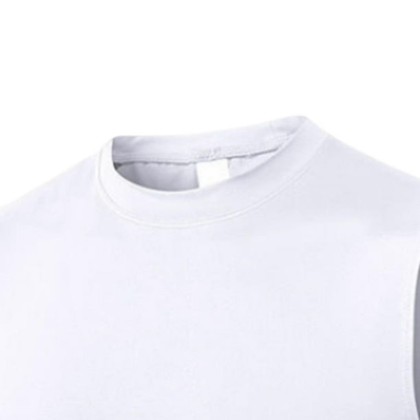  Camiseta deportiva sin mangas para hombre, ajuste seco,  entrenamiento, capa base activa, Blanco, S : Ropa, Zapatos y Joyería