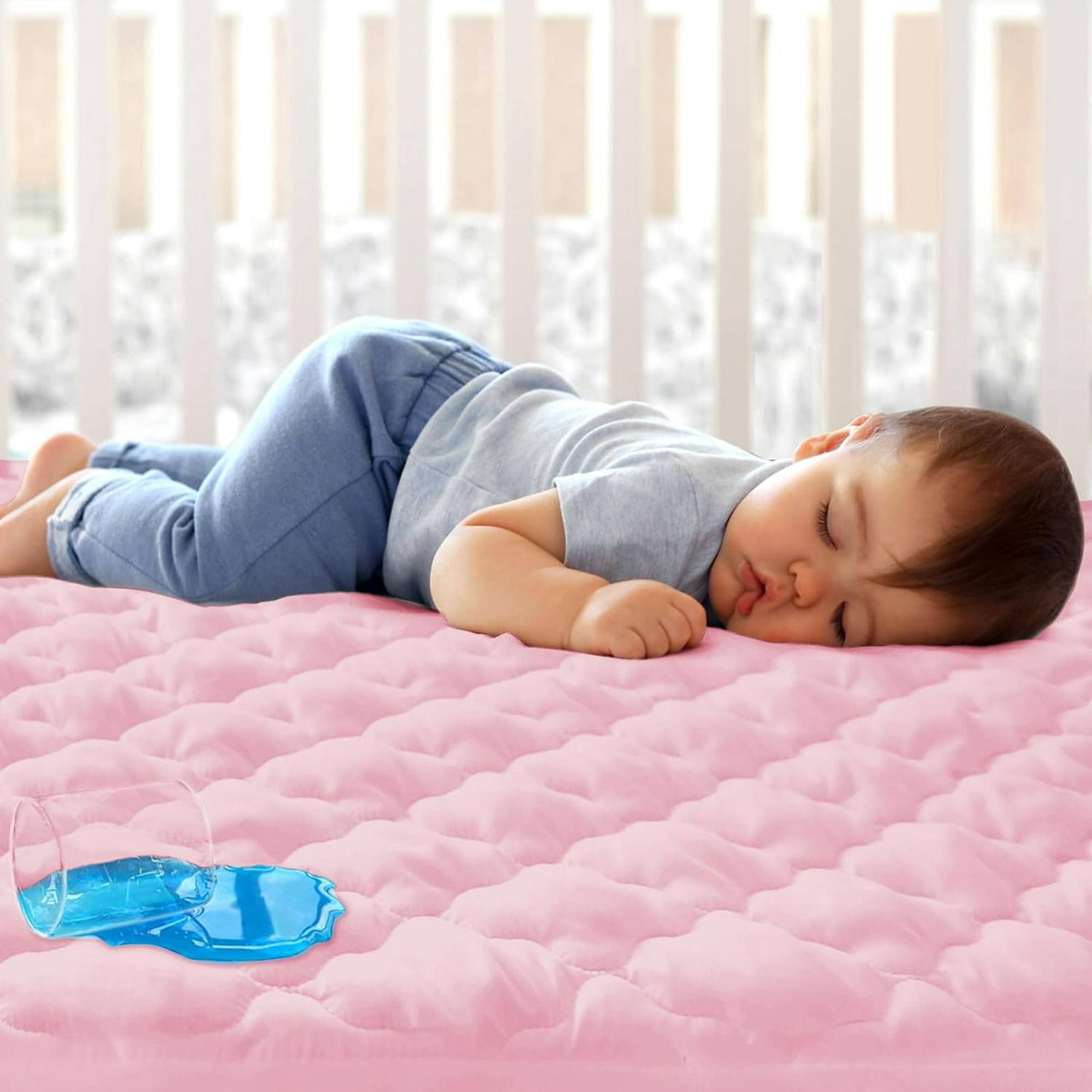 Protector de colchón para cuna, impermeable, protector de colchón para  cuna, lavable a máquina y en secadora, protector de colchón de cama para  bebés