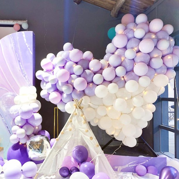 Decoraciones de baby shower para niña, 140 piezas, kit de guirnalda de  globos morados metálicos, arc JAMW Sencillez