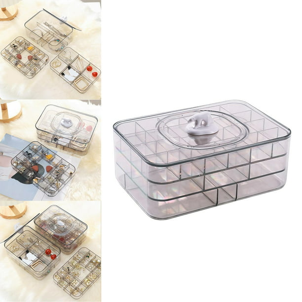 Caja de plástico pequeña translúcida, juego de 8 piezas de 8 colores,  hebilla de bloqueo con tapa, caja de almacenamiento de escritorio de  joyería