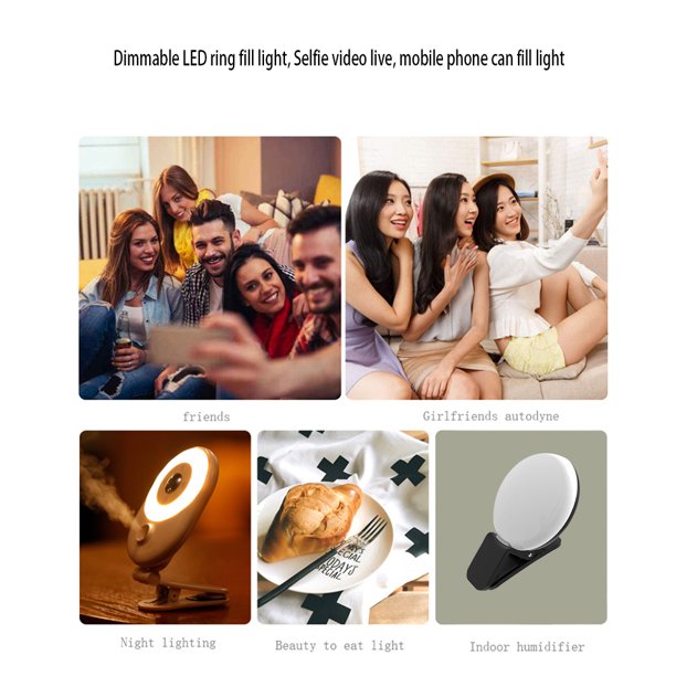 Luz De Video De Relleno Con Clip Recargable De 60 Luces LED Para Selfies  Con Clip