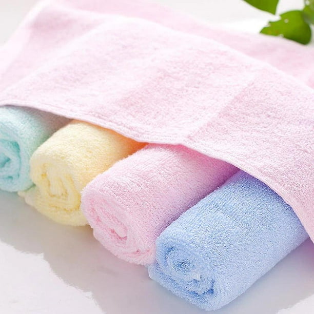 Toalla pequeña gruesa de fibra de bambú, toallitas para bebés, toalla de  mano de color puro, lavado de cara para niños