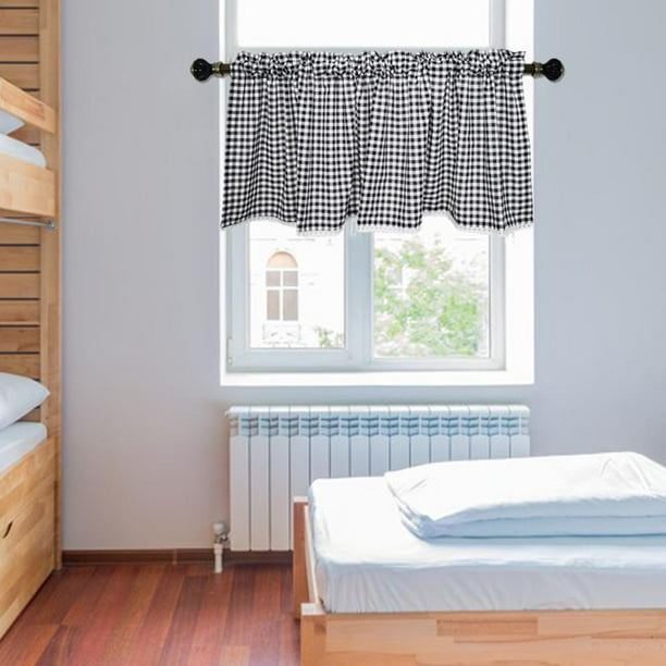 Cortinas rústicas cortas para ventana pequeña, cortinas semitransparentes  para decoración del hogar, cortinas para puerta de ventana de dormitorio