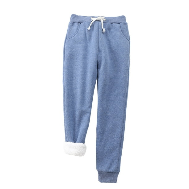 Gibobby Pantalones térmicos de mujer para el frío Las mujeres mantienen los  pantalones cálidos sólidos con bolsillos más los pantalones casuales de  invierno(Azul,XG)