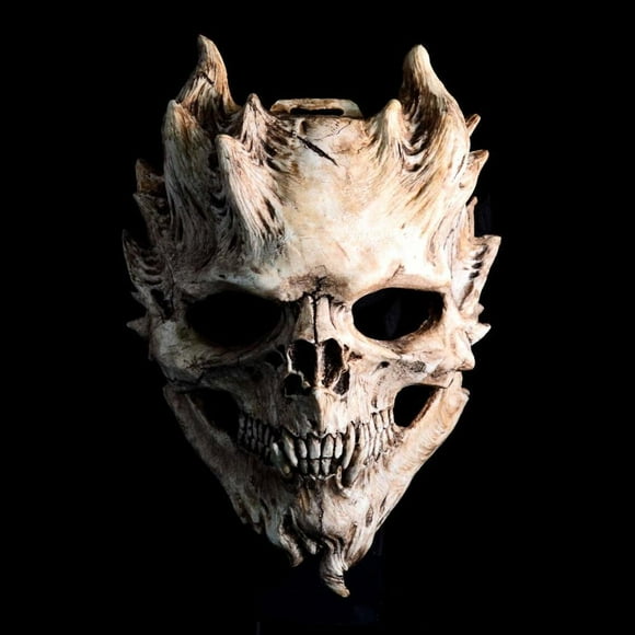 máscara artesanal spikes skull máscara de craneo del infierno con cuernos disfraz de calavera malvada ideal para halloween y día de muertos