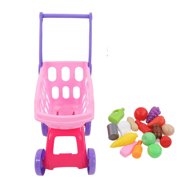  Carrito de compras para niños pequeños, carrito de compras  interactivo educativo de plástico, carrito de compras de juguete, para  desarrollo de aprendizaje, tienda de comestibles (azul) : Juguetes y Juegos