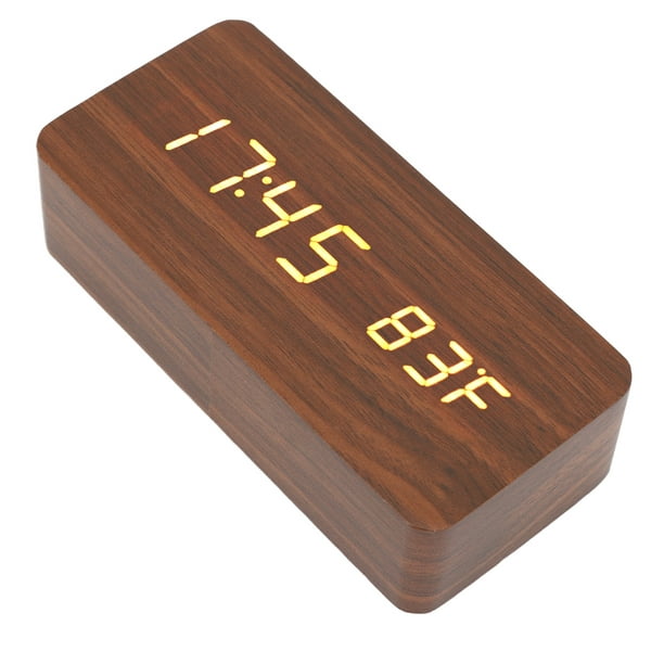 Reloj despertador electrónico reloj digital de madera LED de brillo de 3  niveles multifuncional con pantalla de temperatura y humedad para el  dormitorio Octpeak Otros
