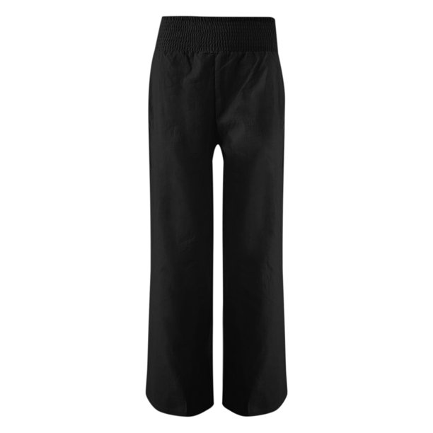 Gibobby pantalones termicos mujer Pantalones rectos de talle con pliegues  para mujer Pantalones de pierna ancha Pantalones sueltos casuales para mujer  (Negro, L)