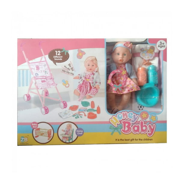 Muñeca Baby Born The Baby Shop accesorios, carriola y cuna