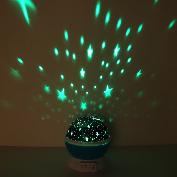 Luz de Noche de estrellas alimentada por USB/batería, lámpara giratoria LED  estrellado cielo con Luna