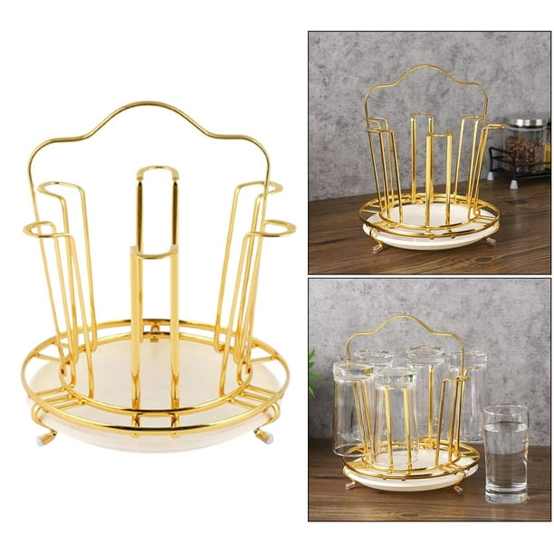 Soporte de Metal dorado para tazas, estante de secado para almacenamiento  de vasos de vino, organizador de cocina para tazas de café, organizador de  té de vidrio, soporte de Marc