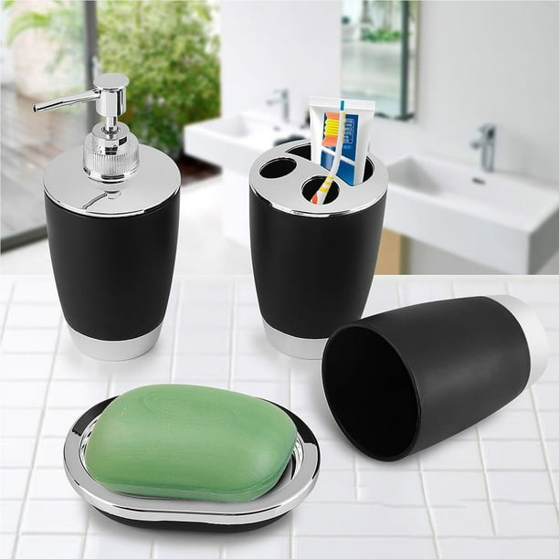 Dispensador de jabón líquido de manos para baño, juego de accesorios de  baño de 5 piezas, juego de decoración de baño, incluye dispensador de  jabón