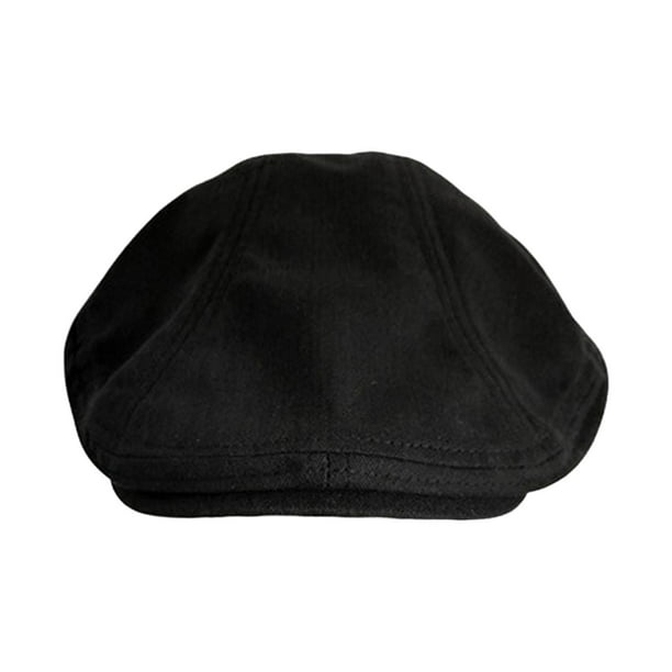 Sombrero de boina de hombre de punto negro, gorra de boina de