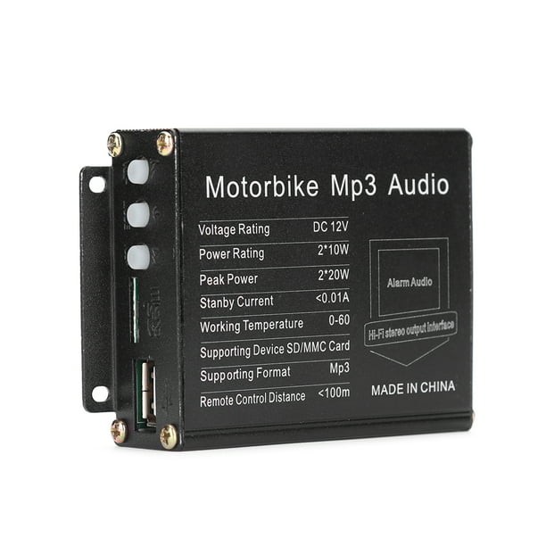 Bluetooth + MP3 + Radio FM + Alarma Sonora y control remoto para moto/OSCALLY  – Mautolite