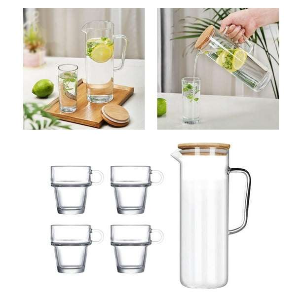  Juego de jarras de vidrio de 3 piezas, jarras de 1 litro para  fiesta, jarras de 10 pulgadas de alto, botellas de agua o leche : Hogar y  Cocina