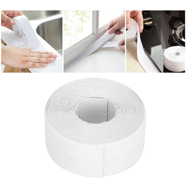 Sellador de silicona blanca para el baño - Cinta de sellado para cocina o  baño - Anti-moho y cinta autoadhesiva a prueba de fugas adecuada para  muchas