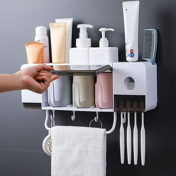 Juego de 6 accesorios de baño, accesorios para Baño ABS con vaso para  cepillo de dientes, soporte para cepillo de dientes y pasta de dientes