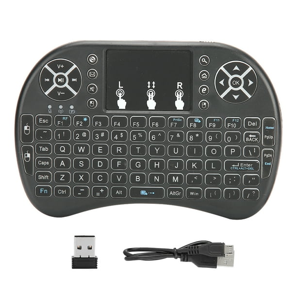 Mini teclado inalámbrico retroiluminado negro 2,4G RF 10 metros de  distancia de trabajo panel táctil inteligente