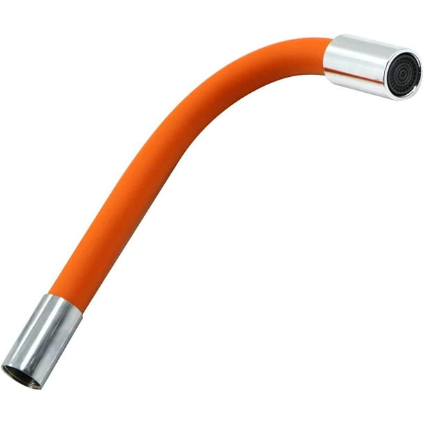 Grifo de Cocina de manguera de silicona Flexible 360º. Naranja/cromado.