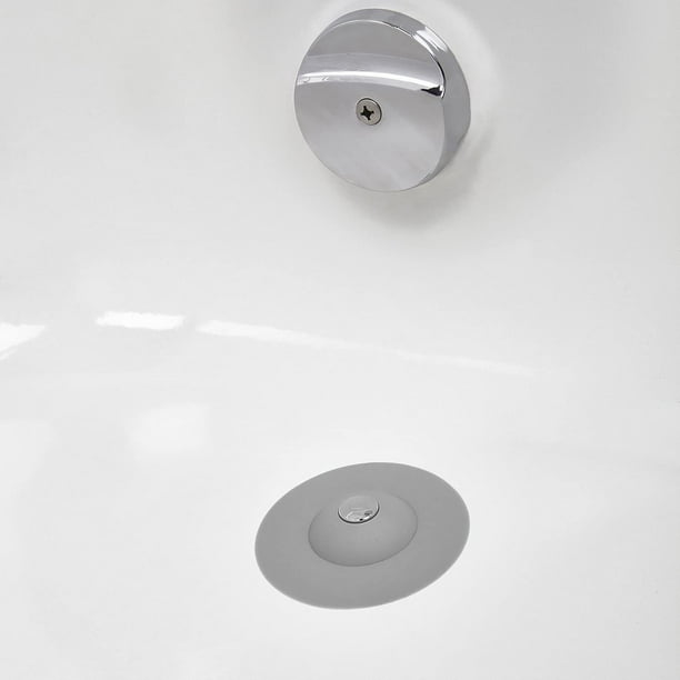 Tope de drenaje flexible. Desagüe para bañera y ducha, con función recoge- pelos, color gris. JM