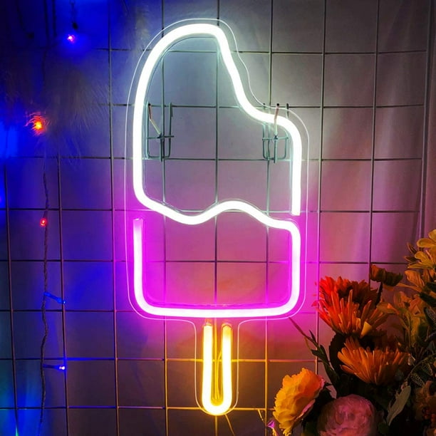 Letrero de neón de paleta - Luces de neón LED de arte 3D alimentadas por  USB para dormitorio - Letreros de neón acrílicos iluminados para decoración  de pared, fiesta de cumpleaños, boda