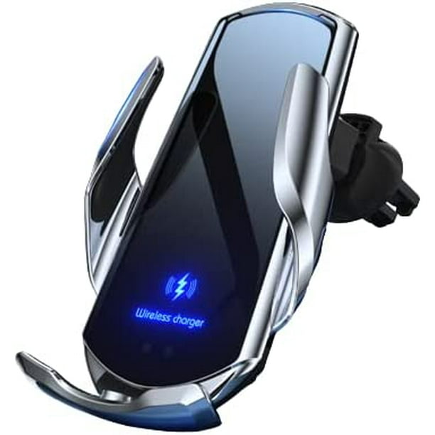 Cargador de coche inalámbrico Qi de carga rápida de 15 W, cargador de coche  con sujeción automática para soporte universal para teléfono, soporte para  teléfono con ventilación de aire para iPhone 11