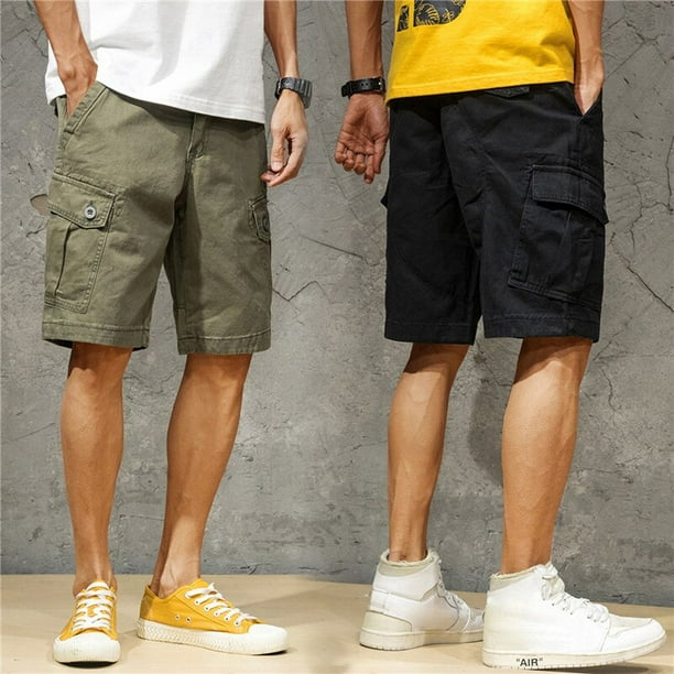 Pantalones cortos de algodón para hombre, Shorts masculinos de camuflaje,  informales, con múltiples bolsillos, estilo Hip Hop táctico y militar, para  verano, 2023