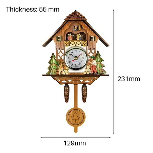 Reloj de cuco de cuco, reloj de pared de cuco, voces de pájaro de cuco,  diseño de péndulo, con péndulo, funciona con pilas, para decoración de  pared