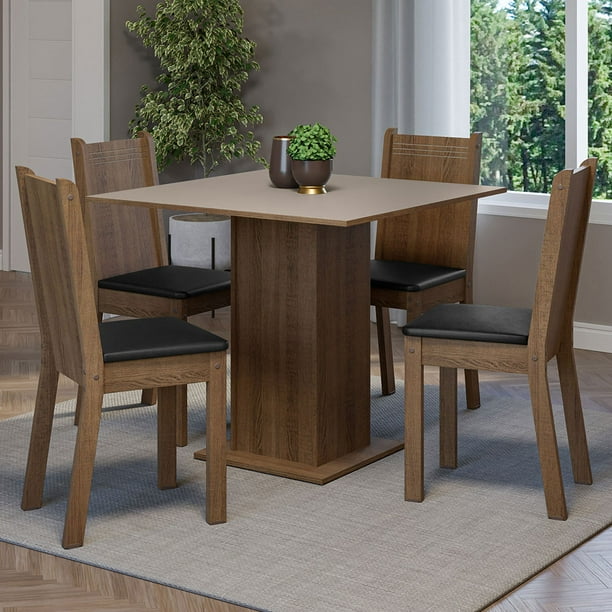 JUEGO DE COMEDOR MADERA X 6 SILLAS OSCURO MOD. MODERNO - Realzza