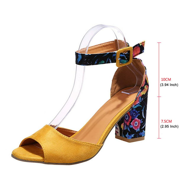 Manto Tiza Artesano Sandalias de tacón grueso con hebilla para mujer, zapatos femeninos de tela  Floral, con punta de boc Wmkox8yii hfjk2302 | Walmart en línea
