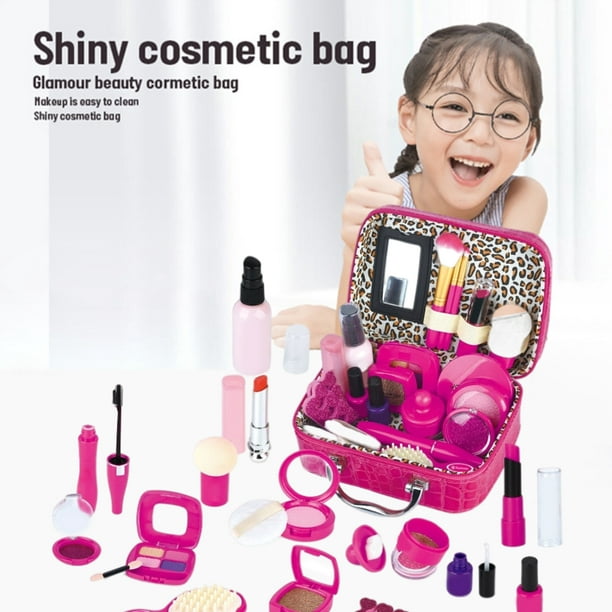  Kit de maquillaje para niñas de 3, 4, 5, 6, 7, 8, 9 y 10 años,  juego de belleza lavable con estuche de cosméticos, para niñas pequeñas :  Juguetes y Juegos