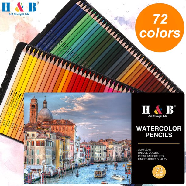 H & B Juego de 72 suministros de dibujo para bocetos, el kit de arte  incluye lápices de dibujo y de colores para adultos, artistas y niños.