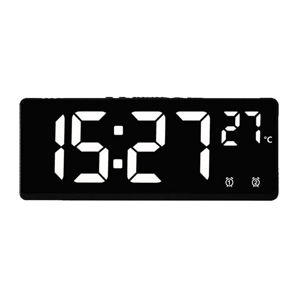 Reloj despertador digital, reloj LED para dormitorio, reloj electrónico de  escritorio con pantalla de temperatura, brillo ajustable, control de voz