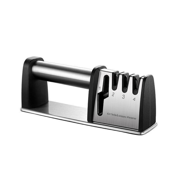  Afiladores de cuchillos para cuchillos de cocina, afilador de  cuchillos de cocina 4 en 1 de acero inoxidable, ergonómico y fácil de usar,  kit de afilado de cuchillos con ranuras de