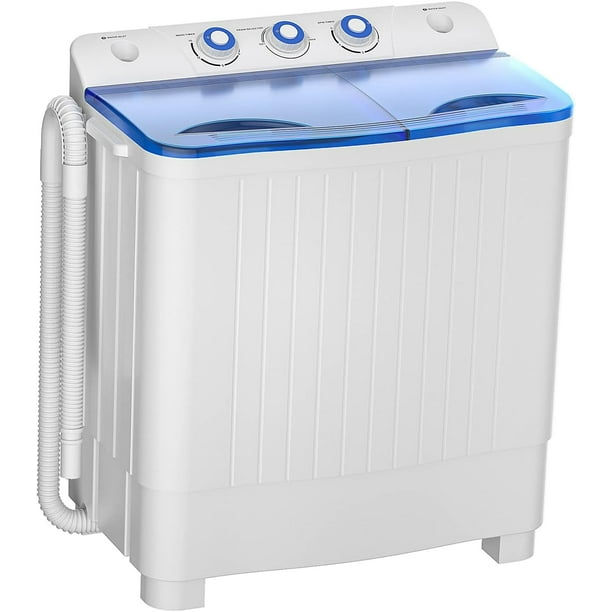 Lavadora portátil de 10 libras con lavadora compacta eléctrica de doble  tina, mini lavandería con lavadora y centrifugador, bomba de drenaje por