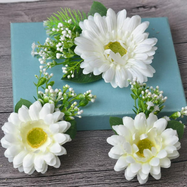 Paquete de 10 margaritas artificiales pequeñas flores de margaritas tejidas  a mano, crisantemo para decoración del hogar de bodas, fiestas (margaritas