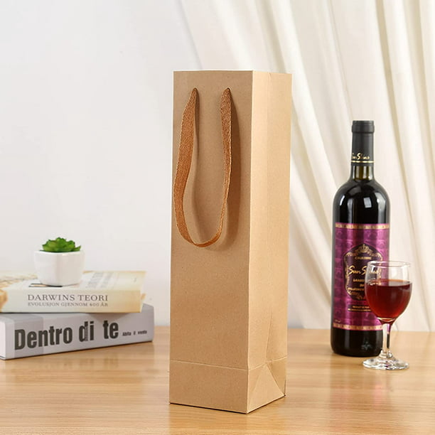 Bolsas de regalo para vinos - Bolsa para botella de bebida con alcohol o  vino - 4 Diseños plegados embellecidos - Conjunto de 12 piezas - 4.7 x 3.7  x