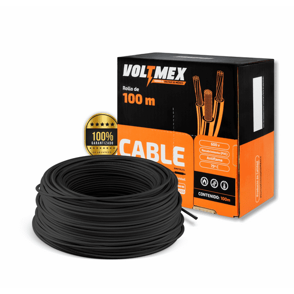 cable eléctrico voltmex calibre 8 negro cca rollo 100m voltmex unipolar