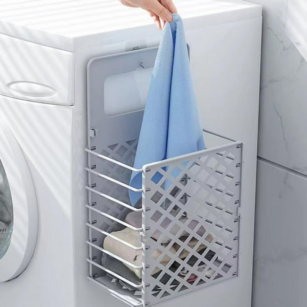Cesto de lavandería montado en la pared de gran capacidad, cesta de  lavandería plegable para el hogar, cesta de ropa sucia de plástico (blanco)