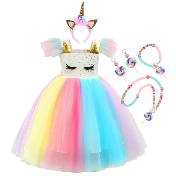 niñas lentejuelas unicornio tutu vestido arco iris niños unicornio vestidos para niñas fiesta de cumpleaños princesa vestido niños ropa vestidos 1824m etiqueta 90 gao jinjia led