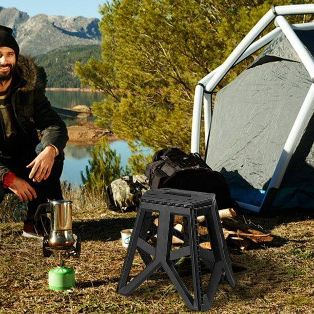 Taburete plegable Silla de camping Muebles estables para picnic Senderismo  Adultos Jardín Barbacoa Negro Sharpla Taburetes Plegables