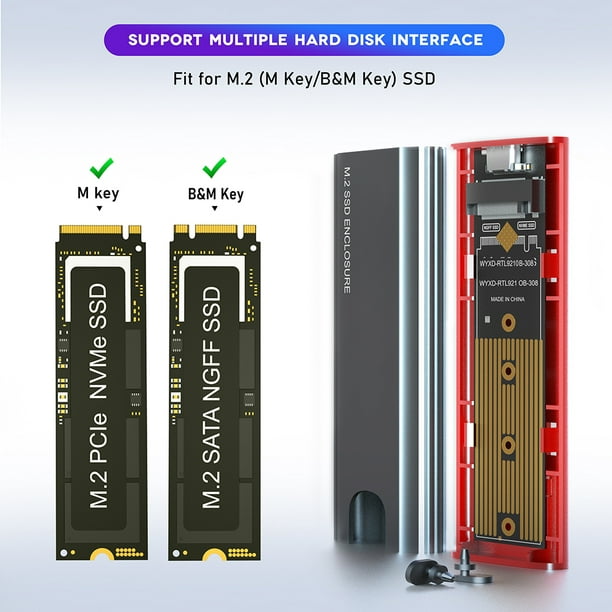 Estuche SSD M.2 NVME SATA de doble protocolo para SSD 2230/2242/2260/2280  (NVMe y SATA) Tmvgtek Para estrenar