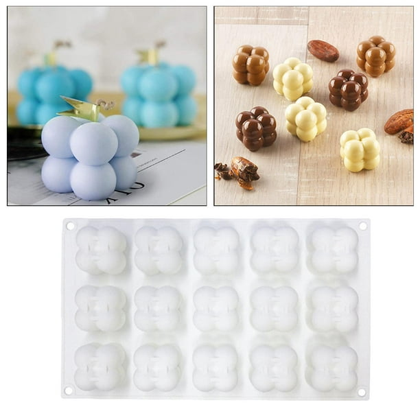 Paquete de 3 moldes de silicona para velas, molde para hacer velas de cera  con forma de cubo de burbujas 3D (grande y pequeño) + molde para velas con  forma de cubo